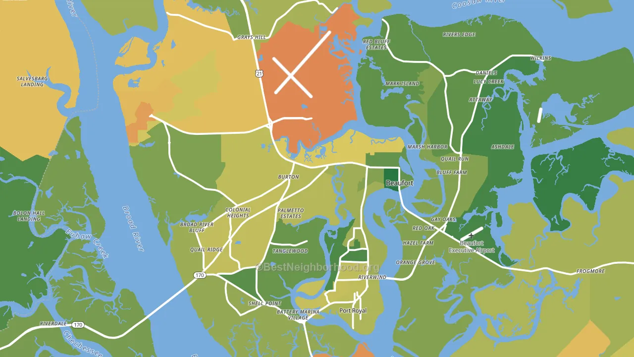 Beaufort, SC block-group voter-turnout map