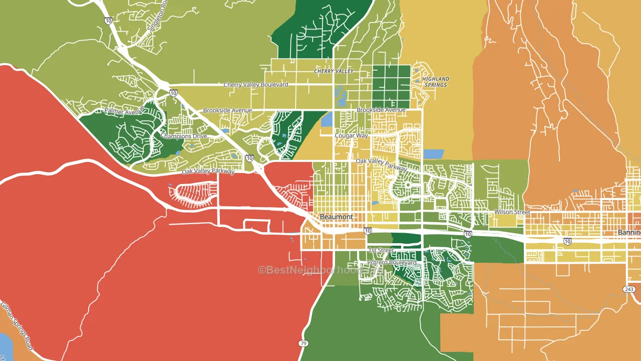 Beaumont, CA block-group voter-turnout map