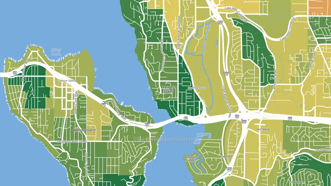 Beaux Arts Village, WA block-group voter-turnout map