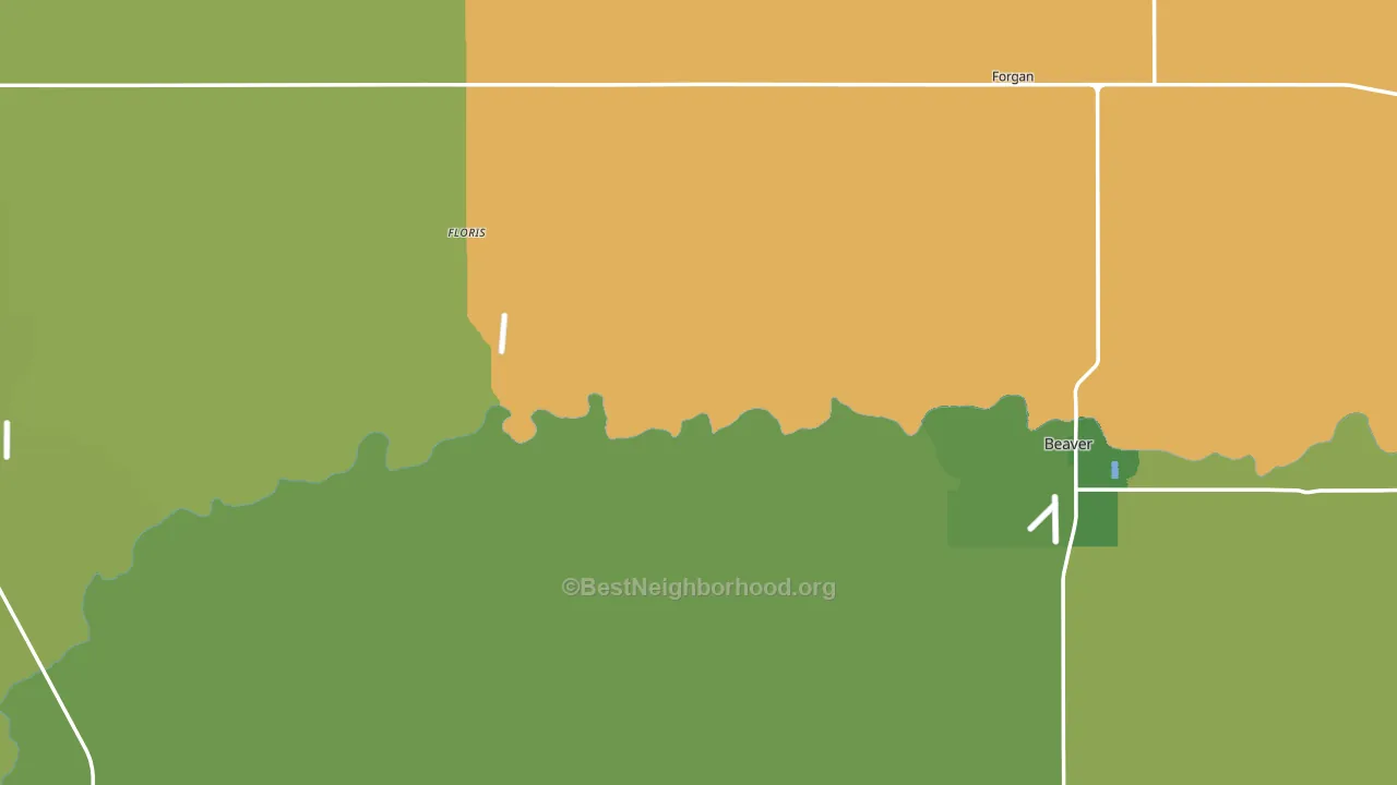Beaver County, OK block-group voter-turnout map