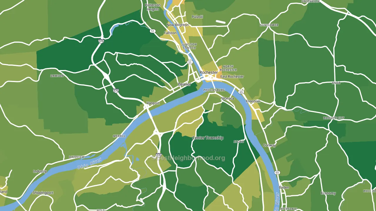 Beaver County, PA block-group voter-turnout map