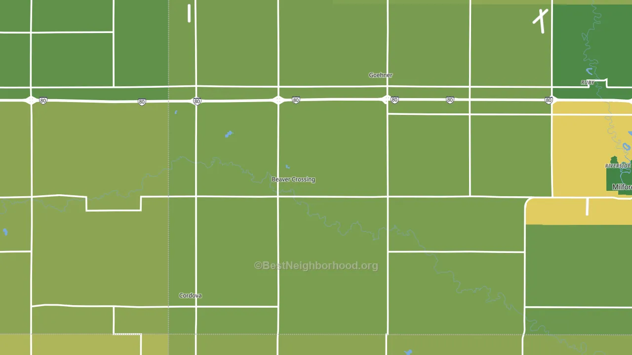Beaver Crossing, NE block-group voter-turnout map