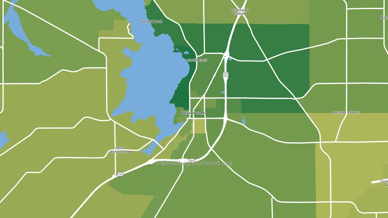 Beaver Dam, WI block-group voter-turnout map