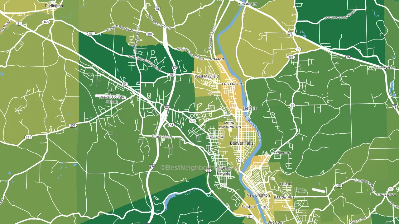 Beaver Falls, PA block-group voter-turnout map
