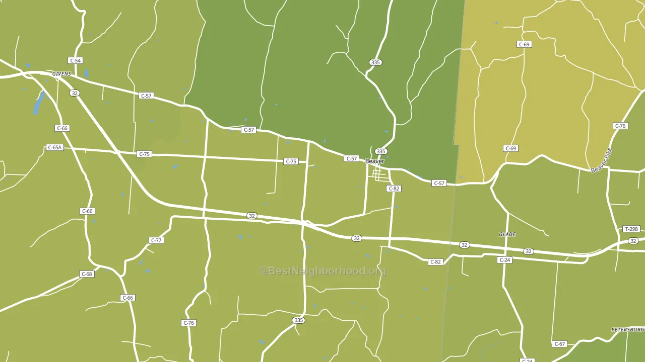 Beaver, OH block-group voter-turnout map