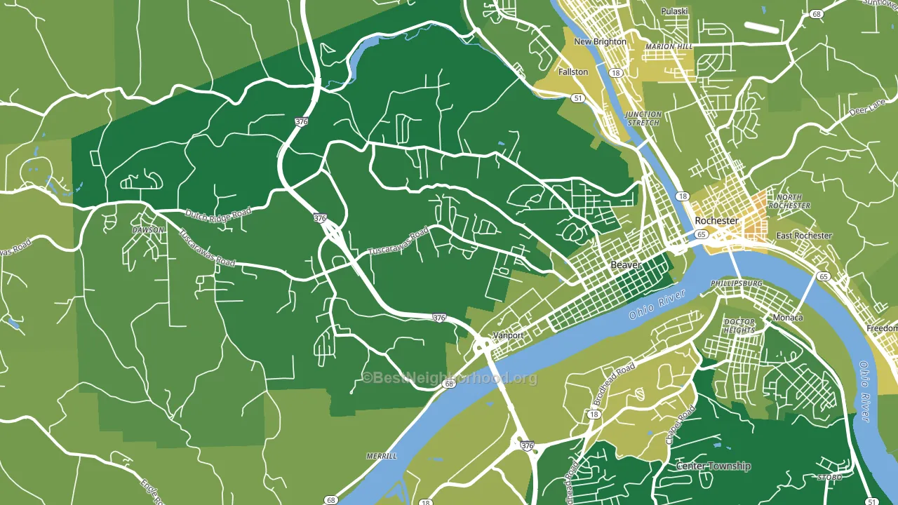 Beaver, PA block-group voter-turnout map