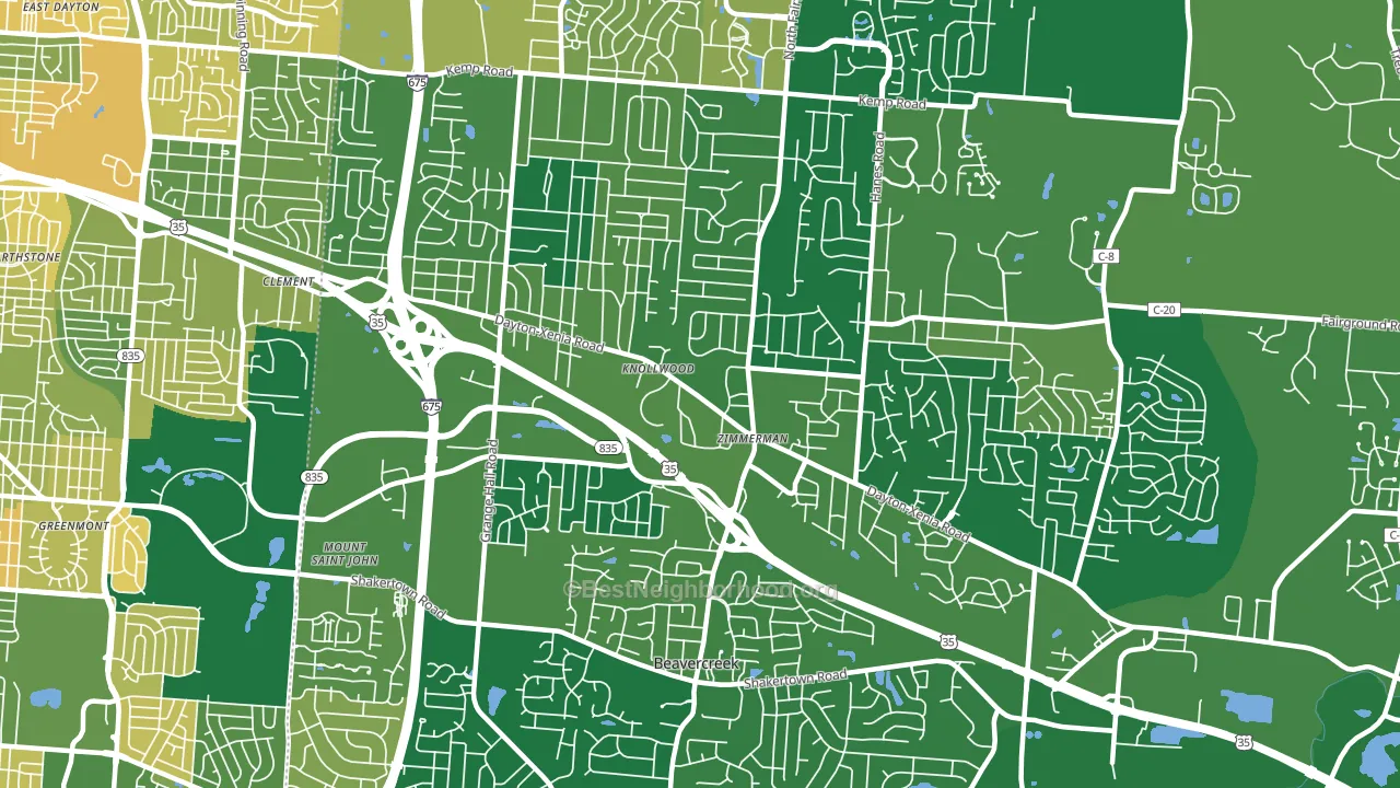 Beavercreek, OH block-group voter-turnout map