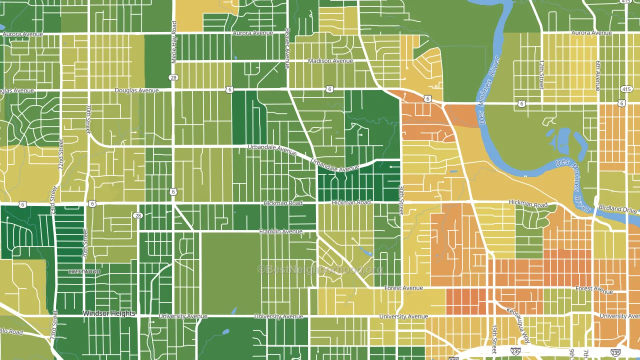 Beaverdale, Des Moines, IA block-group voter-turnout map