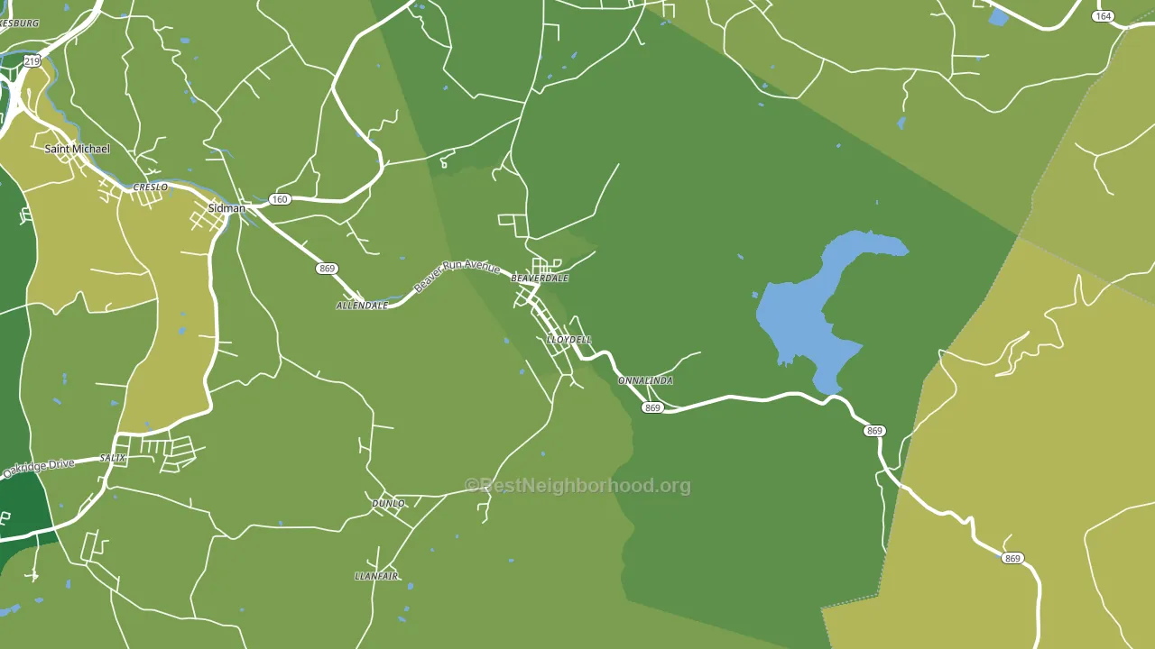 Beaverdale, PA block-group voter-turnout map