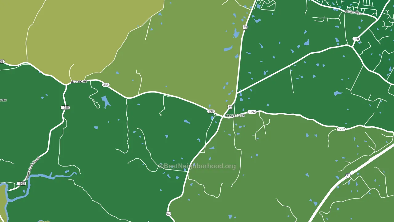 Beaverlick, KY block-group voter-turnout map