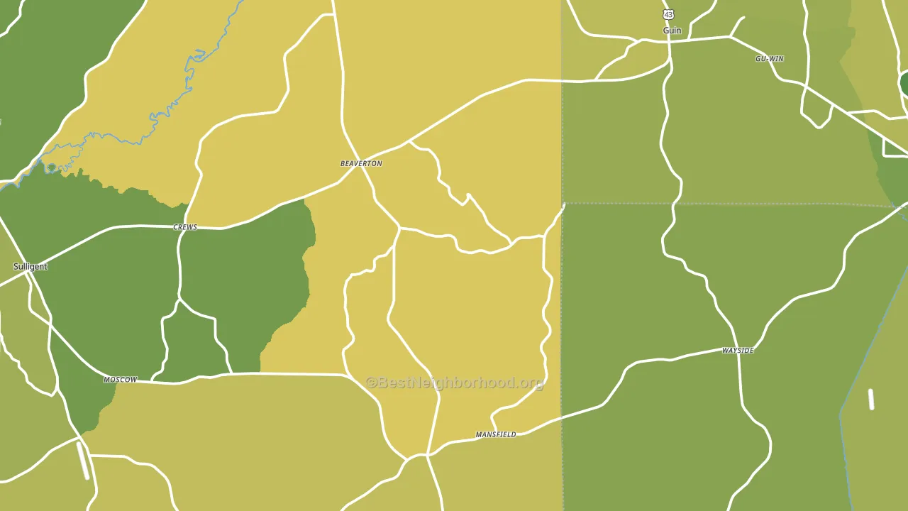 Beaverton, AL block-group voter-turnout map
