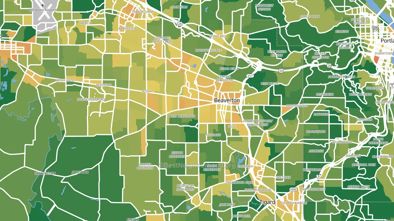 Beaverton, OR block-group voter-turnout map