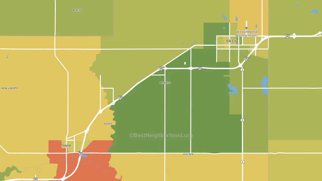 Beckham County, OK block-group voter-turnout map