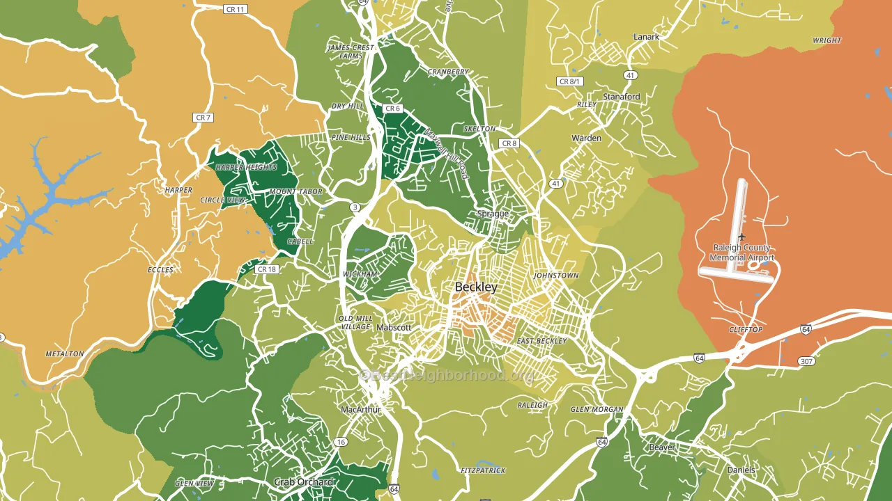 Beckley, WV block-group voter-turnout map