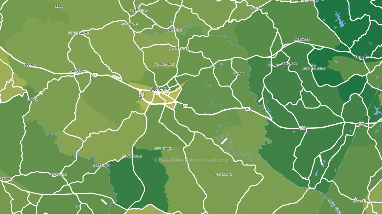 Bedford County, VA block-group voter-turnout map