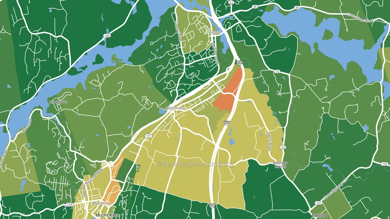 Bedford Hills, NY block-group voter-turnout map