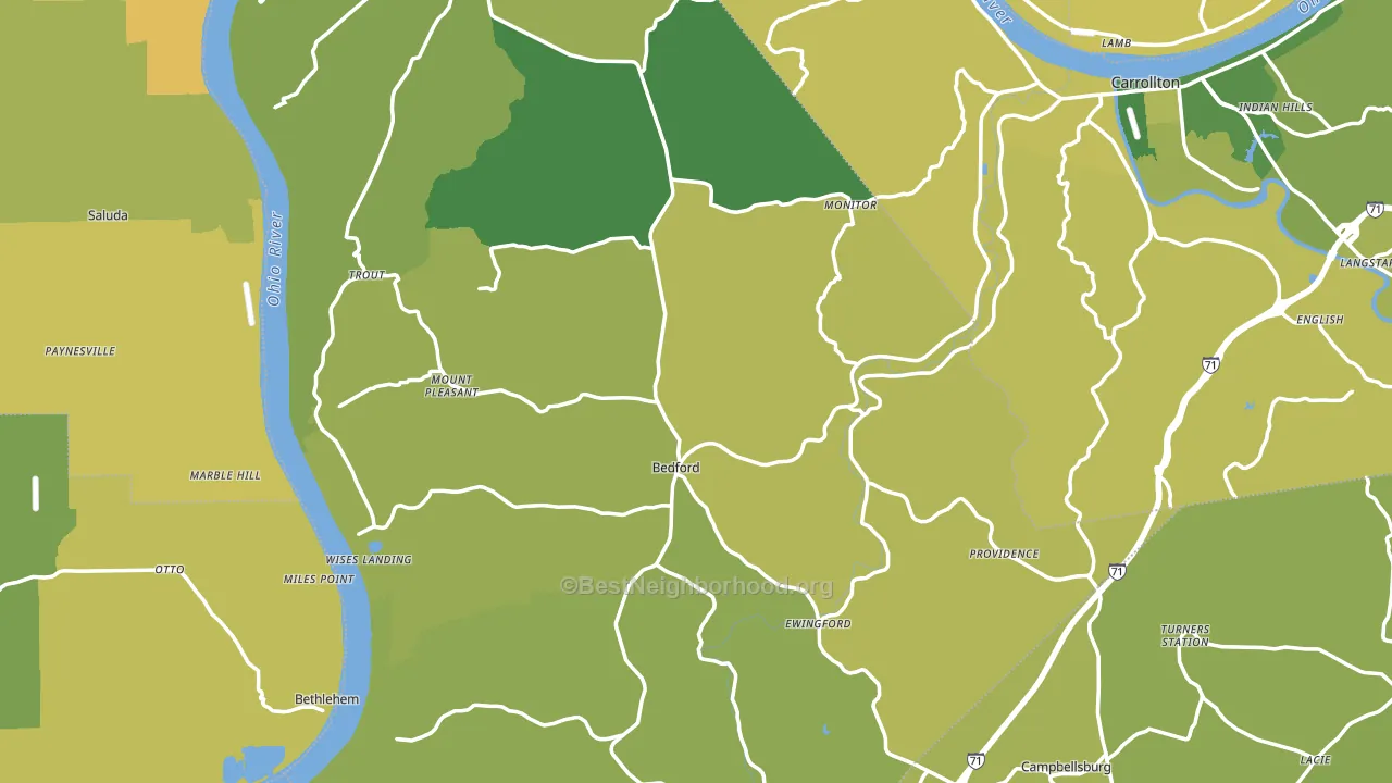 Bedford, KY block-group voter-turnout map