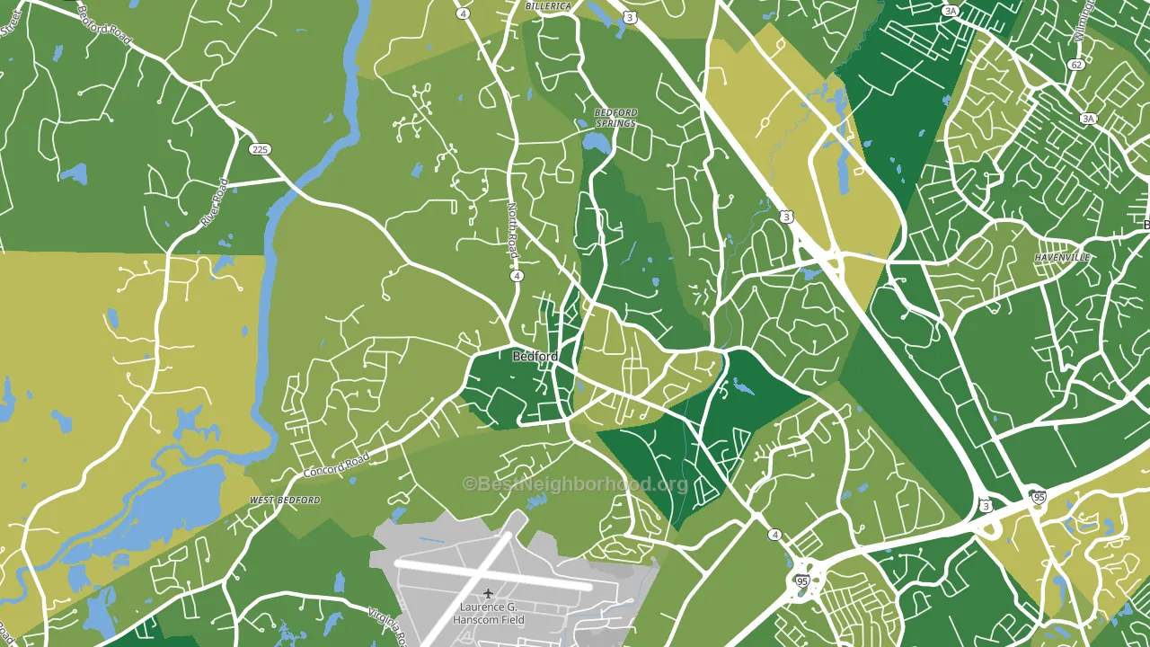 Bedford, MA block-group voter-turnout map
