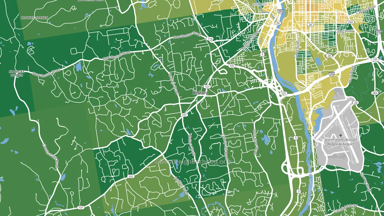 Bedford, NH block-group voter-turnout map