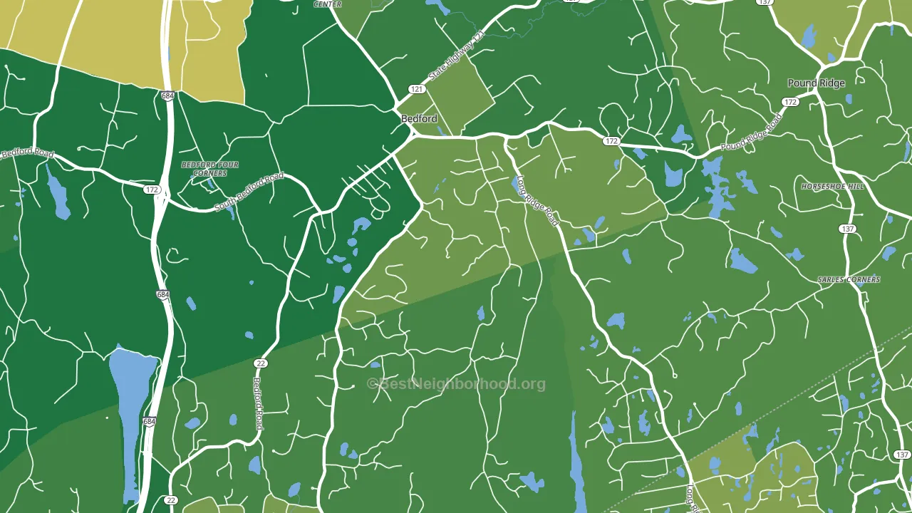 Bedford, NY block-group voter-turnout map