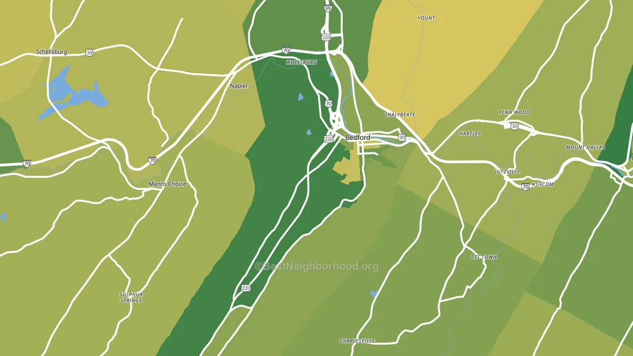 Bedford, PA block-group voter-turnout map