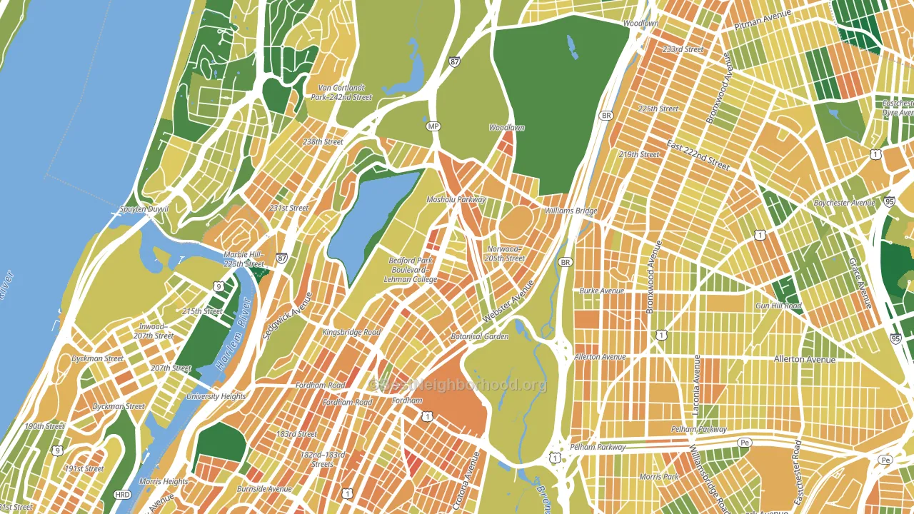 Bedford Park, Bronx, NY block-group voter-turnout map