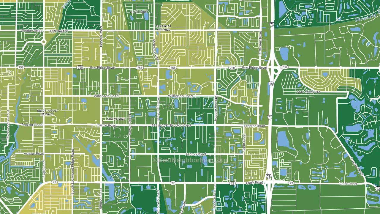 Bee Ridge, FL block-group voter-turnout map