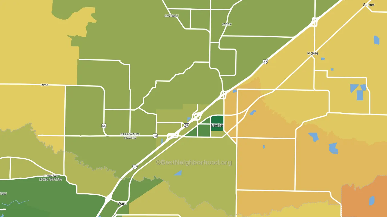 Beebe, AR block-group voter-turnout map