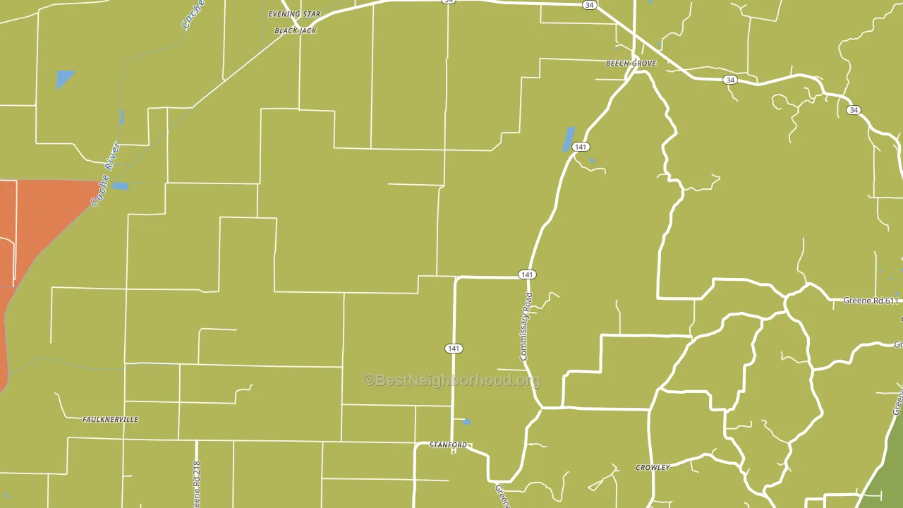 Beech Grove, AR block-group voter-turnout map