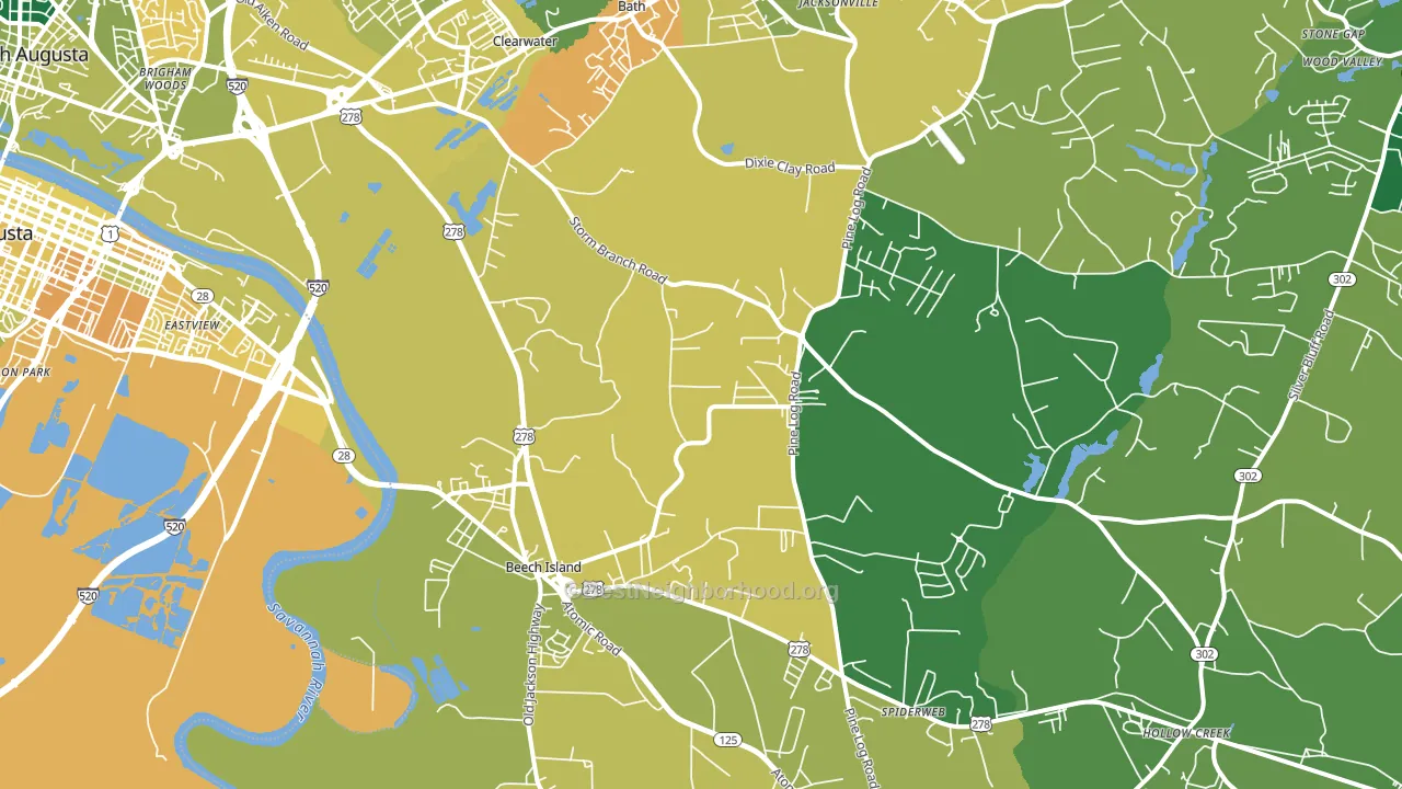 Beech Island, SC block-group voter-turnout map