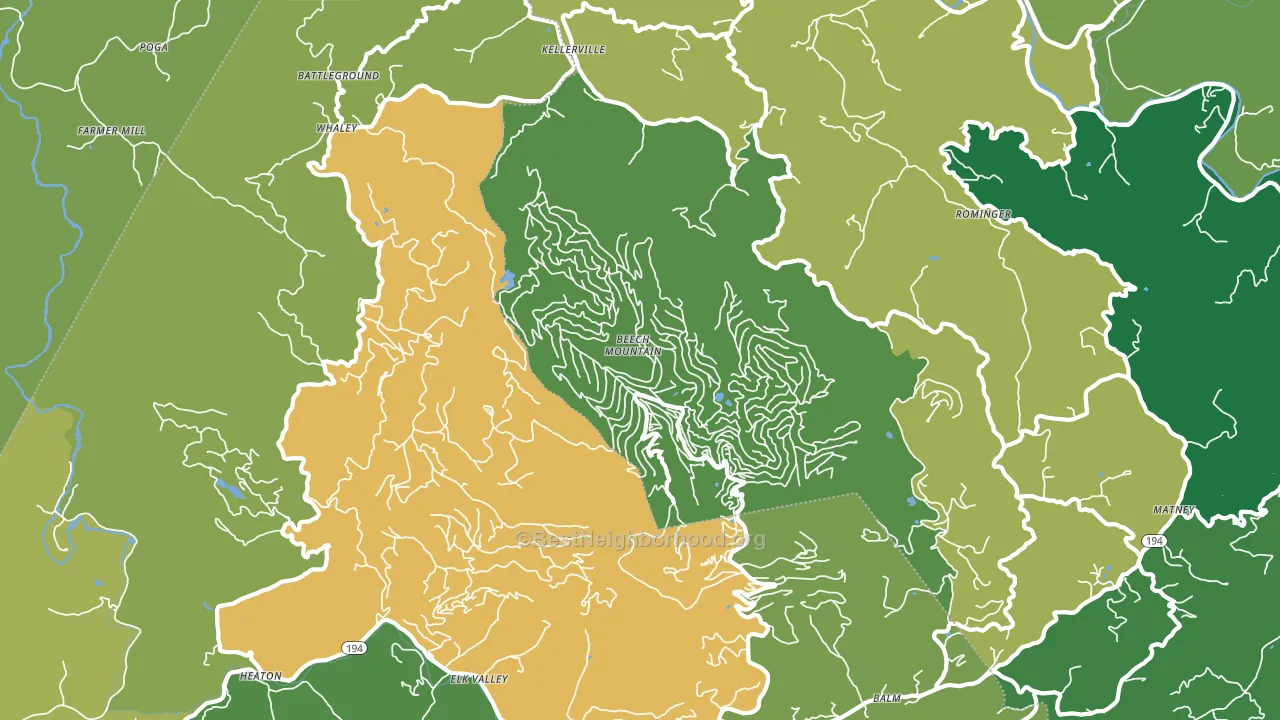Beech Mountain, NC block-group voter-turnout map