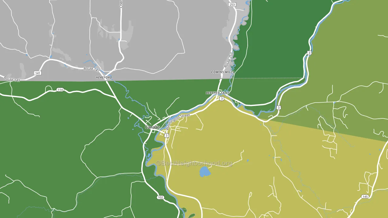 Beecher Falls, VT block-group voter-turnout map
