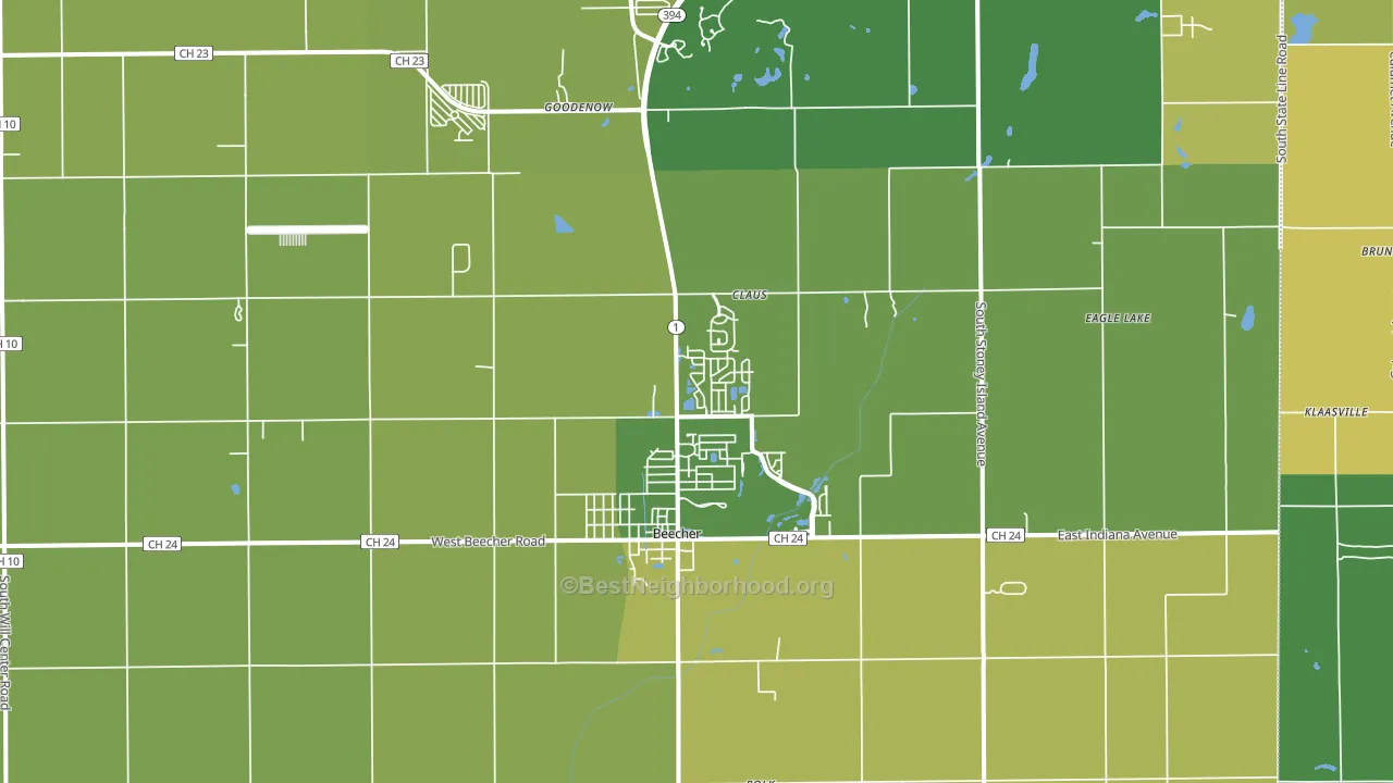Beecher, IL block-group voter-turnout map