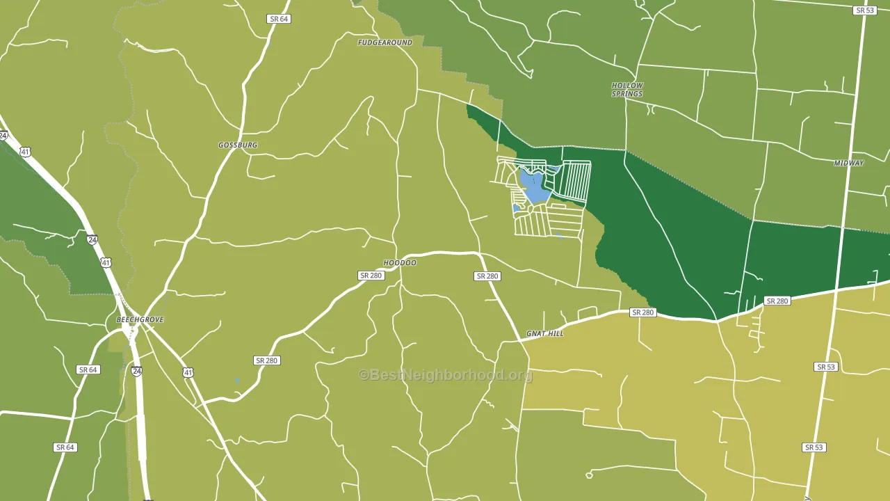 Beechgrove, TN block-group voter-turnout map