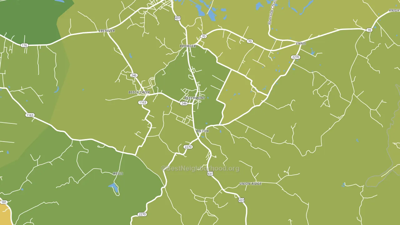 Beechmont, KY block-group voter-turnout map