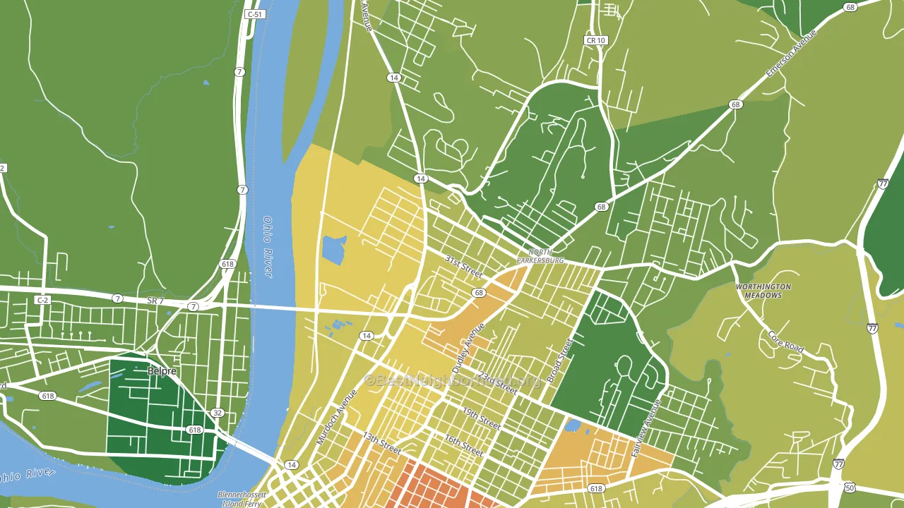 Beechwood, Parkersburg, WV block-group voter-turnout map
