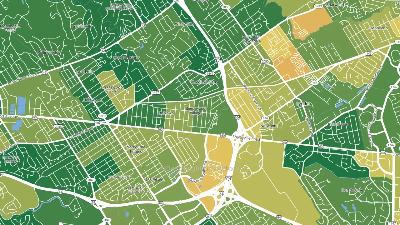 Beechwood Village, KY block-group voter-turnout map