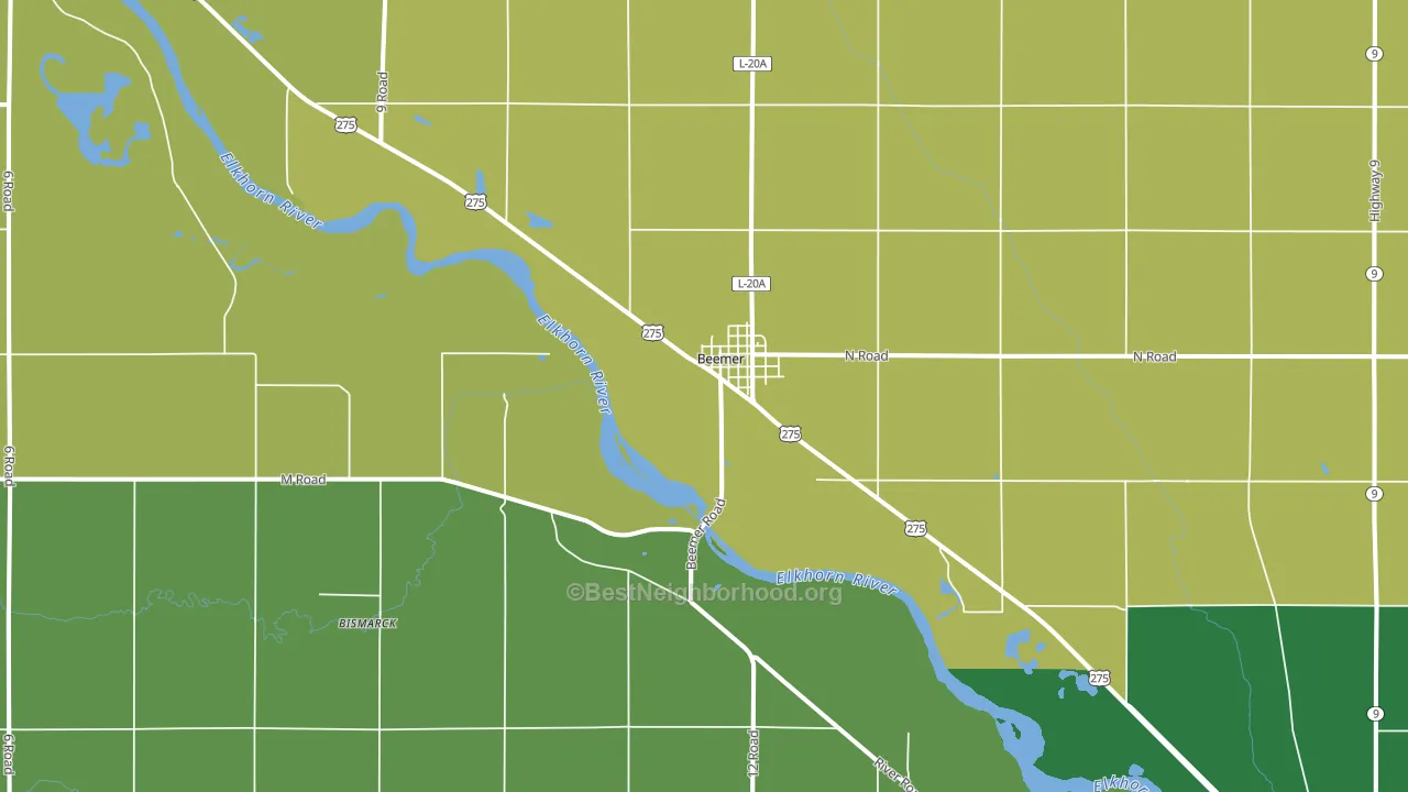 Beemer, NE block-group voter-turnout map