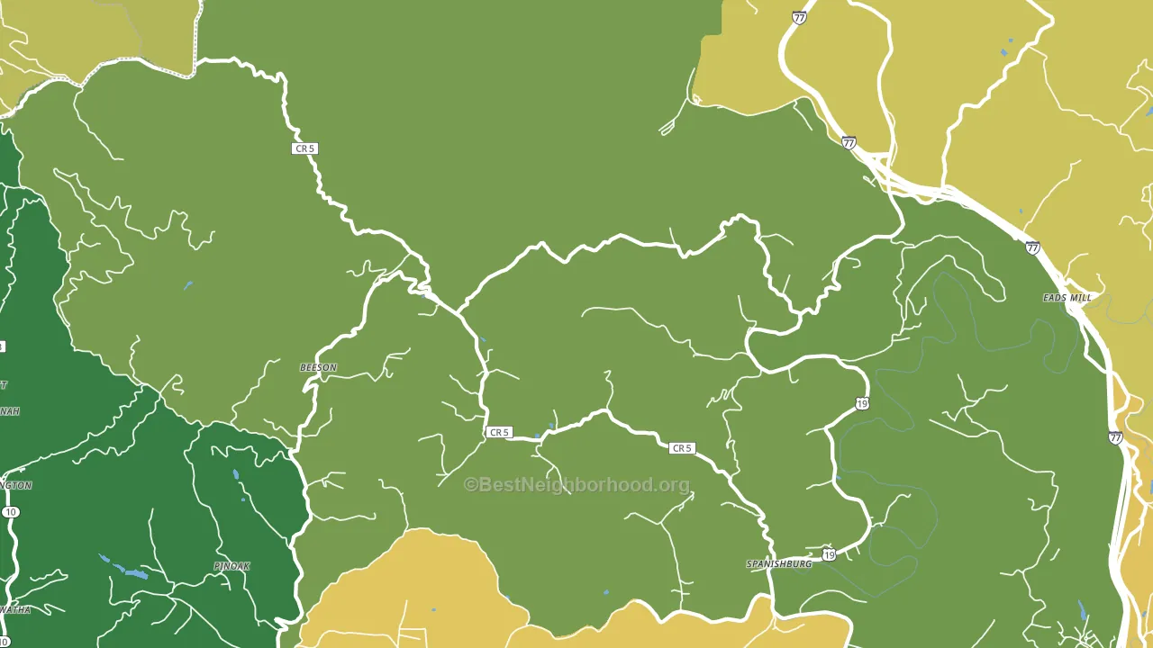 Beeson, WV block-group voter-turnout map