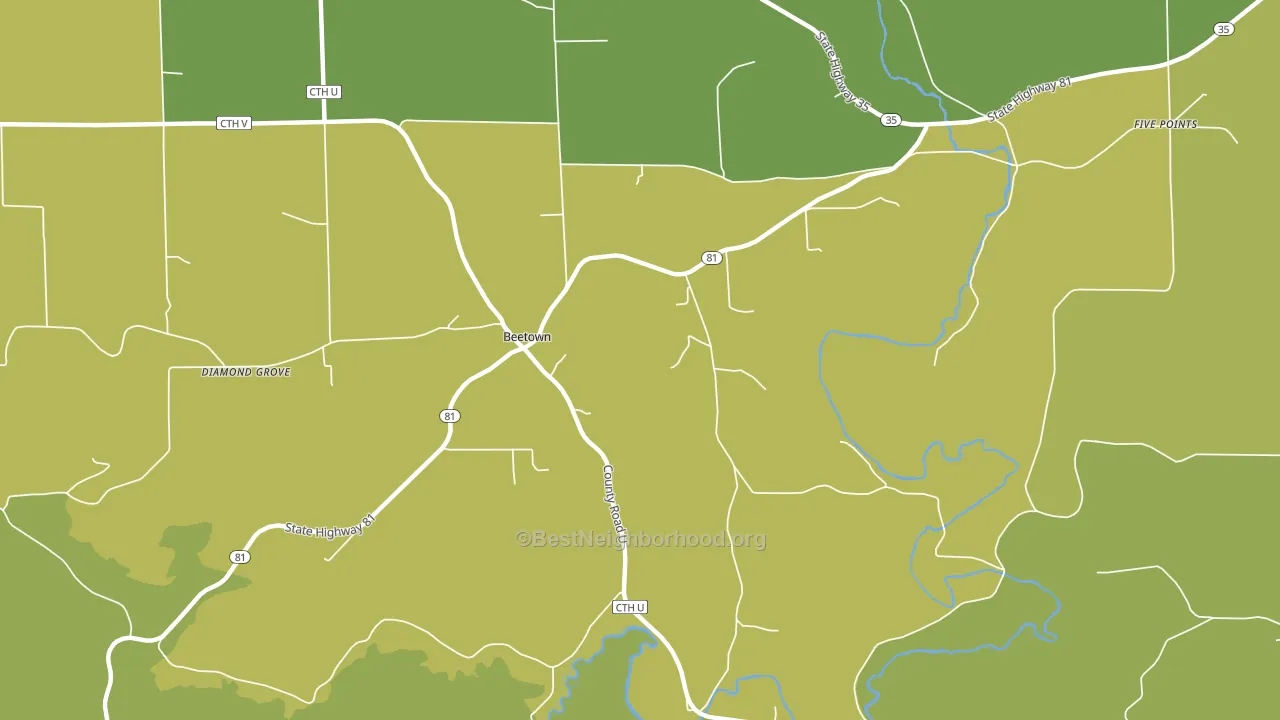 Beetown, WI block-group voter-turnout map