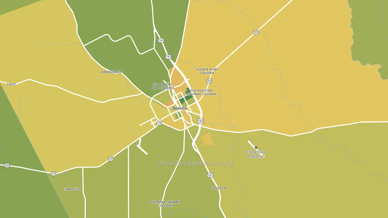 Beeville, TX block-group voter-turnout map