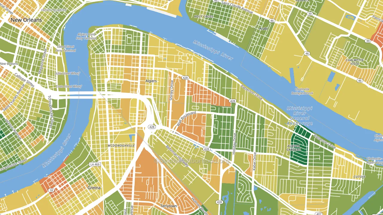 Behrman, New Orleans, LA block-group voter-turnout map