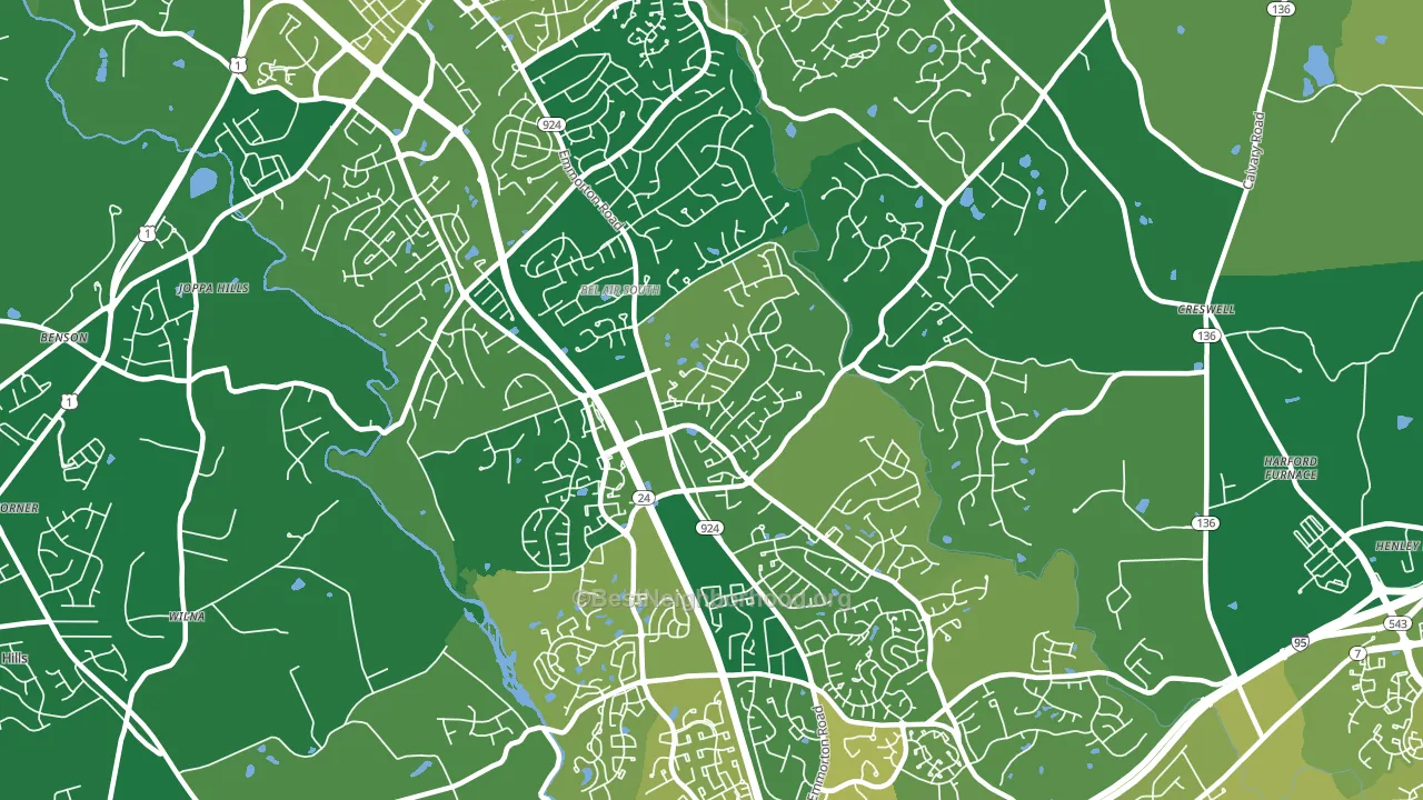 Bel Air South, MD block-group voter-turnout map