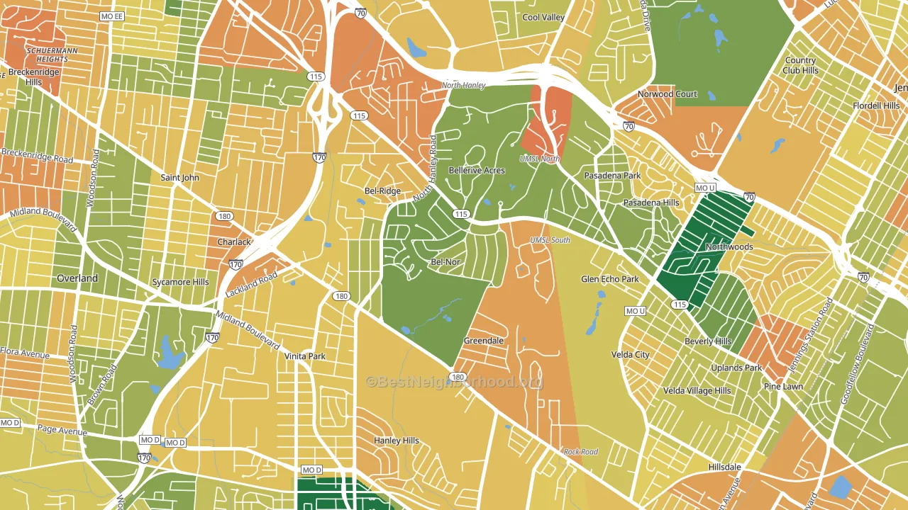 Bel-Nor, MO block-group voter-turnout map