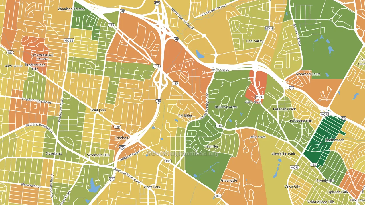 Bel-Ridge, MO block-group voter-turnout map