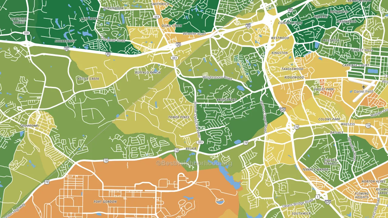 Belair, Augusta, GA block-group voter-turnout map