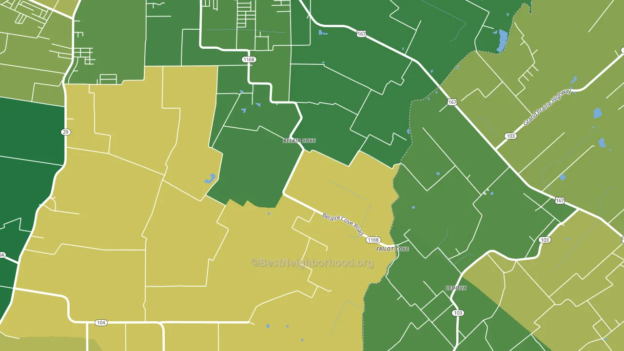 Belair Cove, LA block-group voter-turnout map
