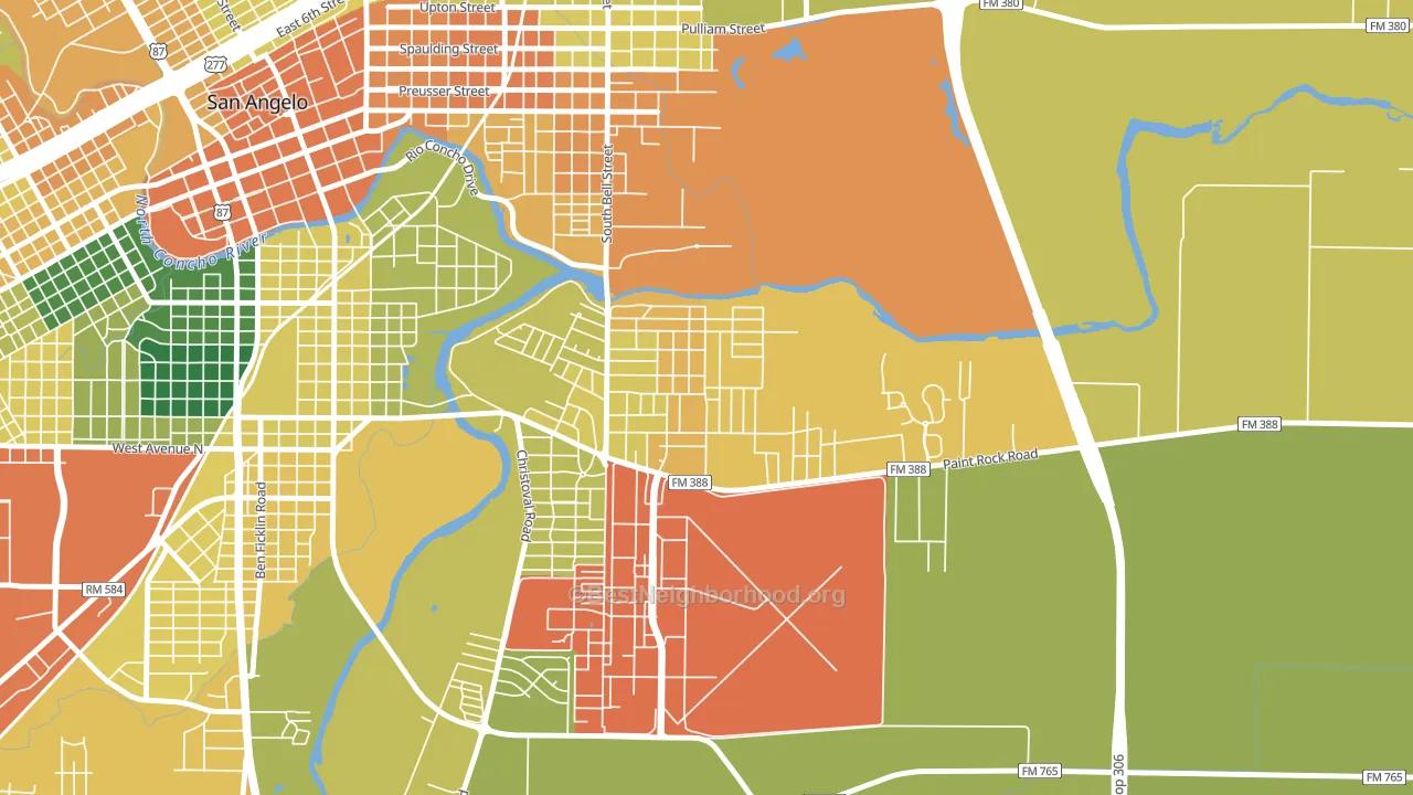 Belaire, San Angelo, TX block-group voter-turnout map