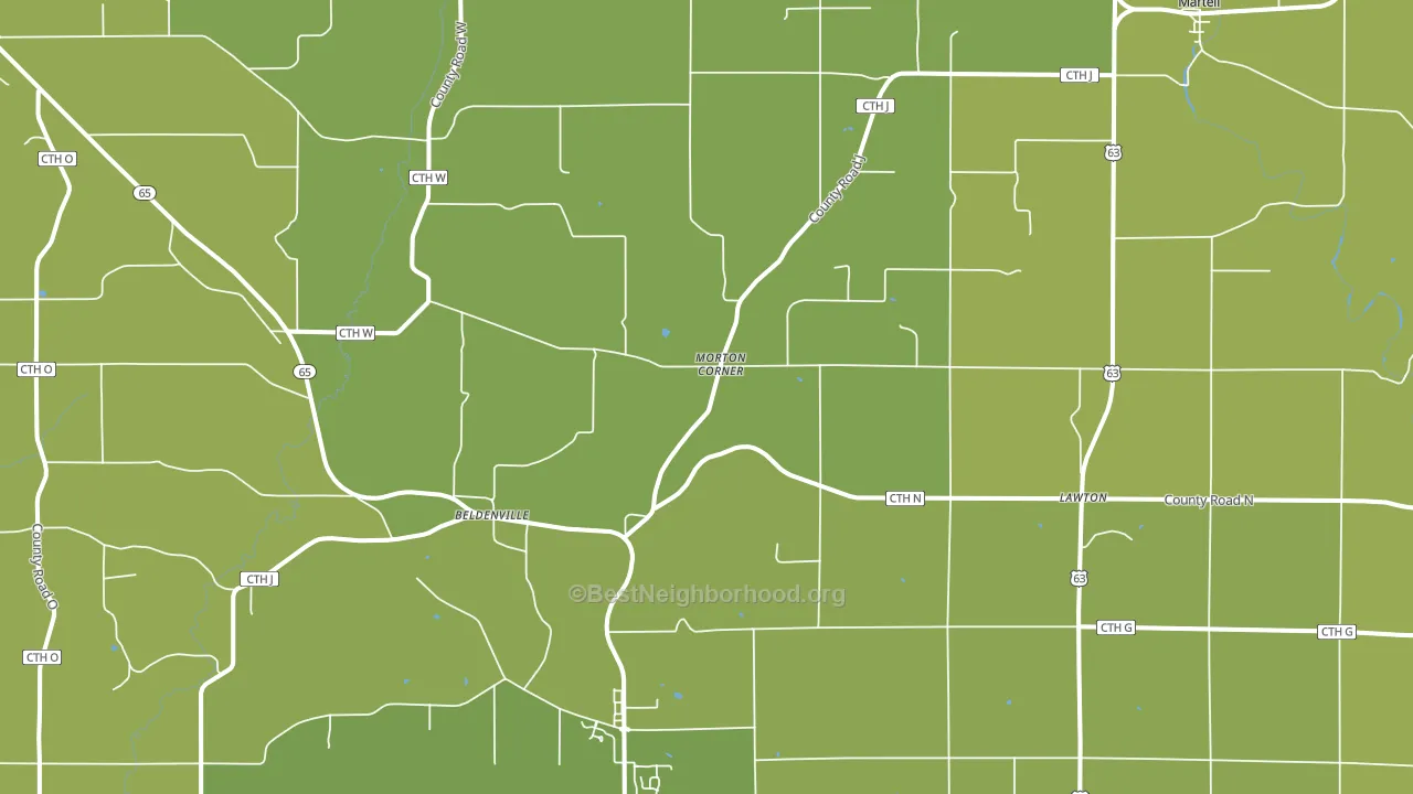 Beldenville, WI block-group voter-turnout map