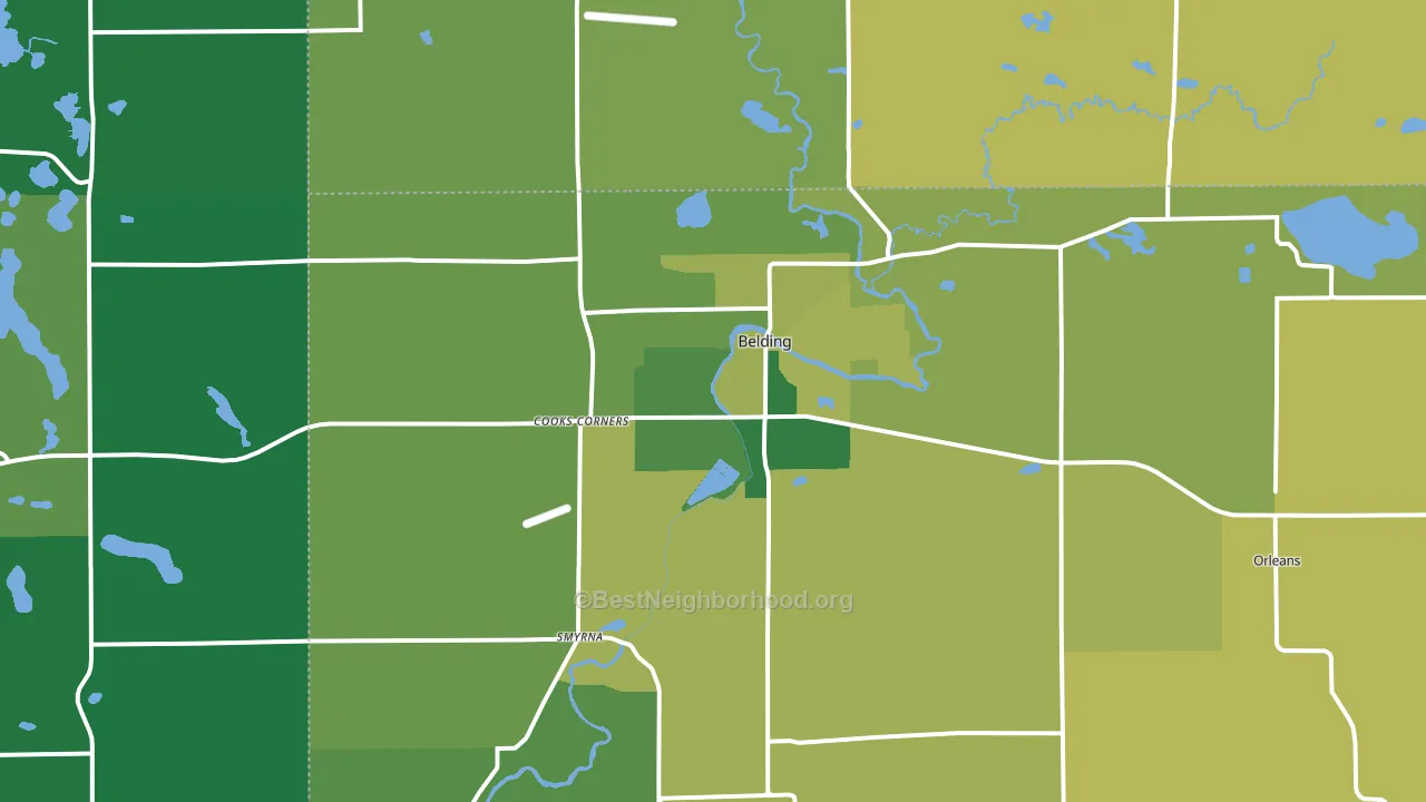 Belding, MI block-group voter-turnout map